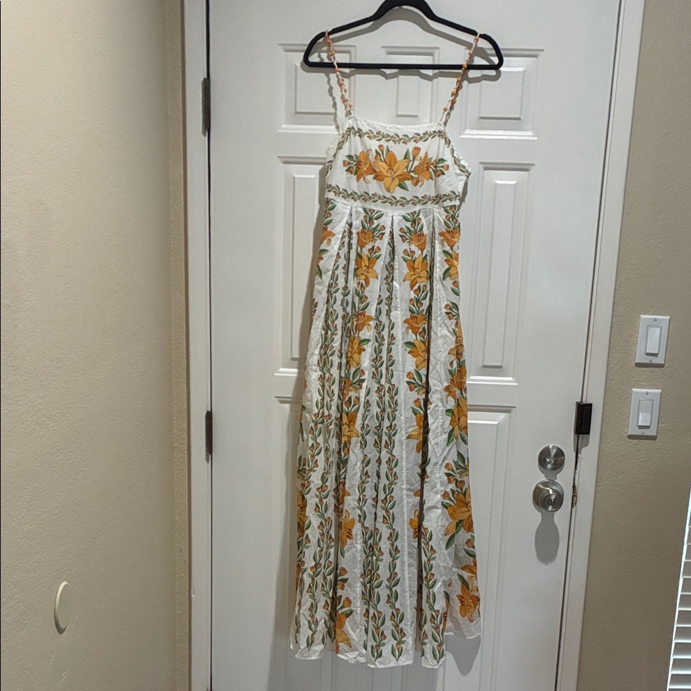 FARM Rio White Maxi Dress with Yellow Floral Print